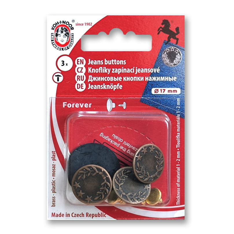 Jeans buttons 17 mm Antique Copper Koh-I-Noor