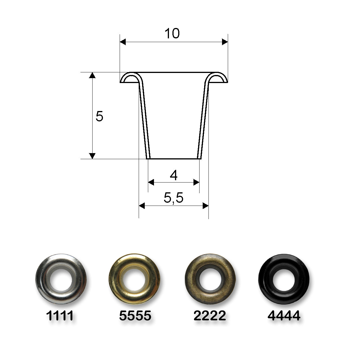 Eyelets 10mm Black nickel Koh-I-Noor