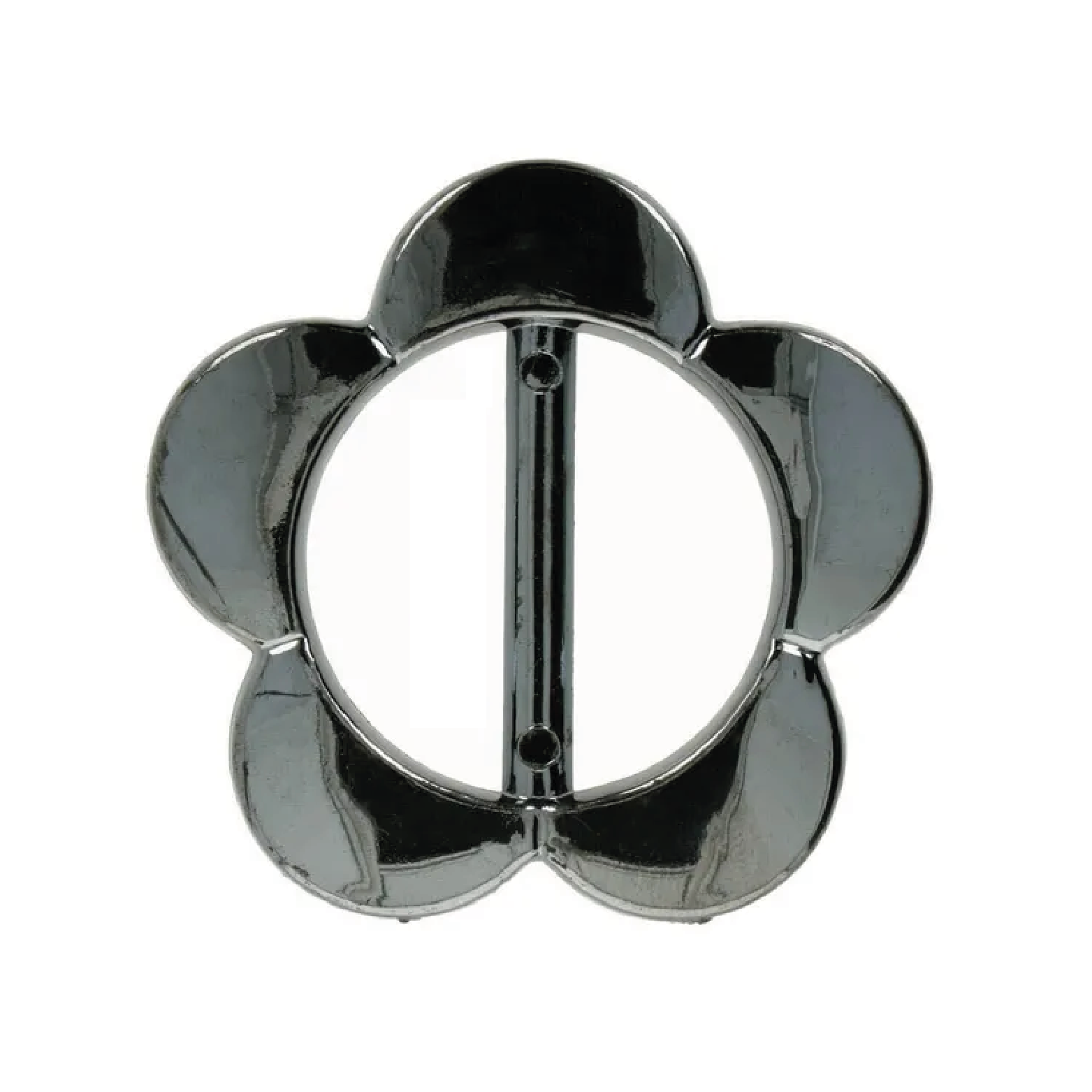 Flower-shaped belt buckle dark silver