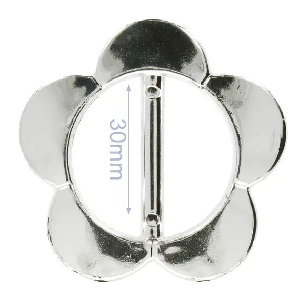 Flower-shaped belt buckle silver