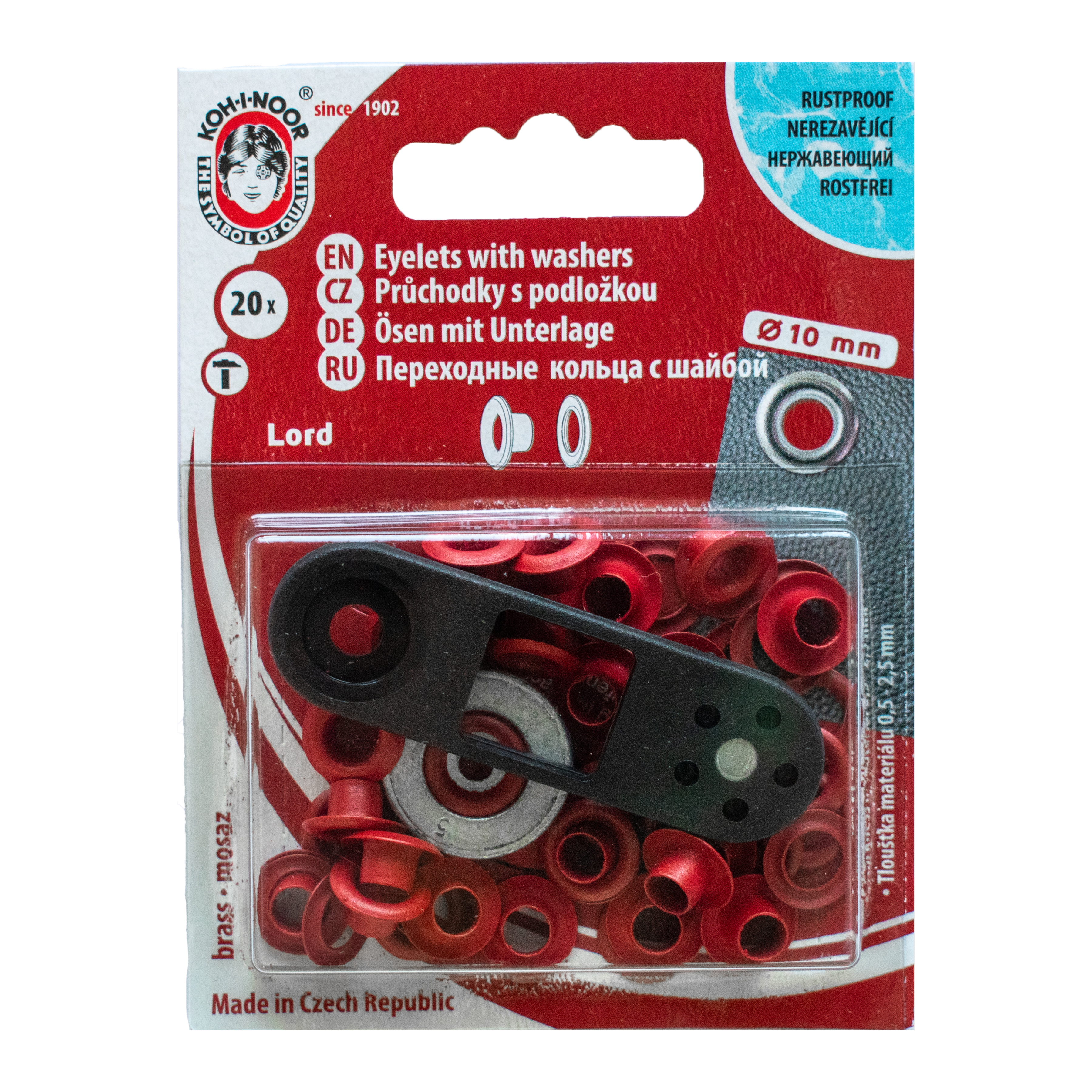 Eyelets 10mm Red Koh-I-Noor