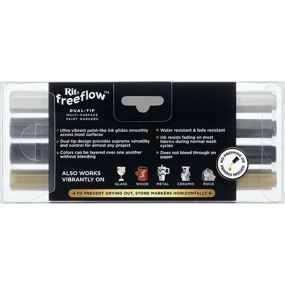 Rit FreeFlow Dual-Tip Markers Monochrome 4-pack