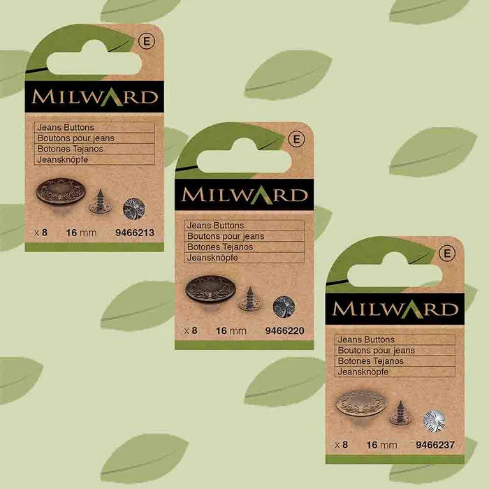 Milward Jeans Buttons 16mm Black