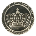 Metal button with embossed crown