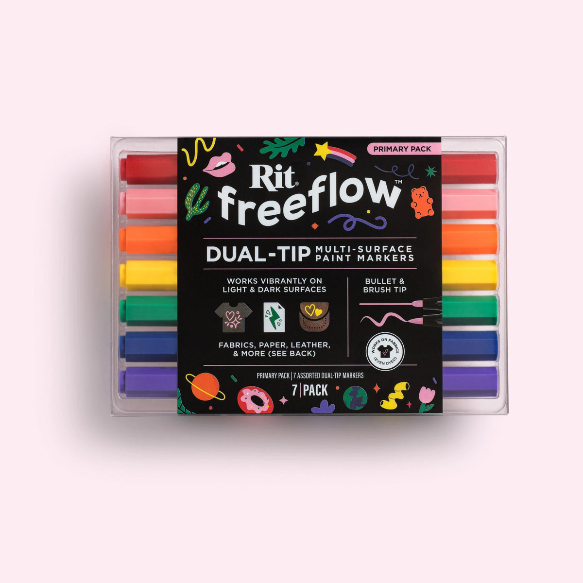 Rit FreeFlow Dual-Tip Markers Primary 7-pack