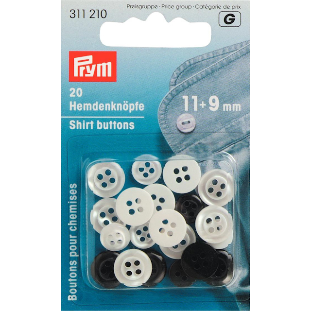 Shirt buttons 9-11 mm 20-pack Prym