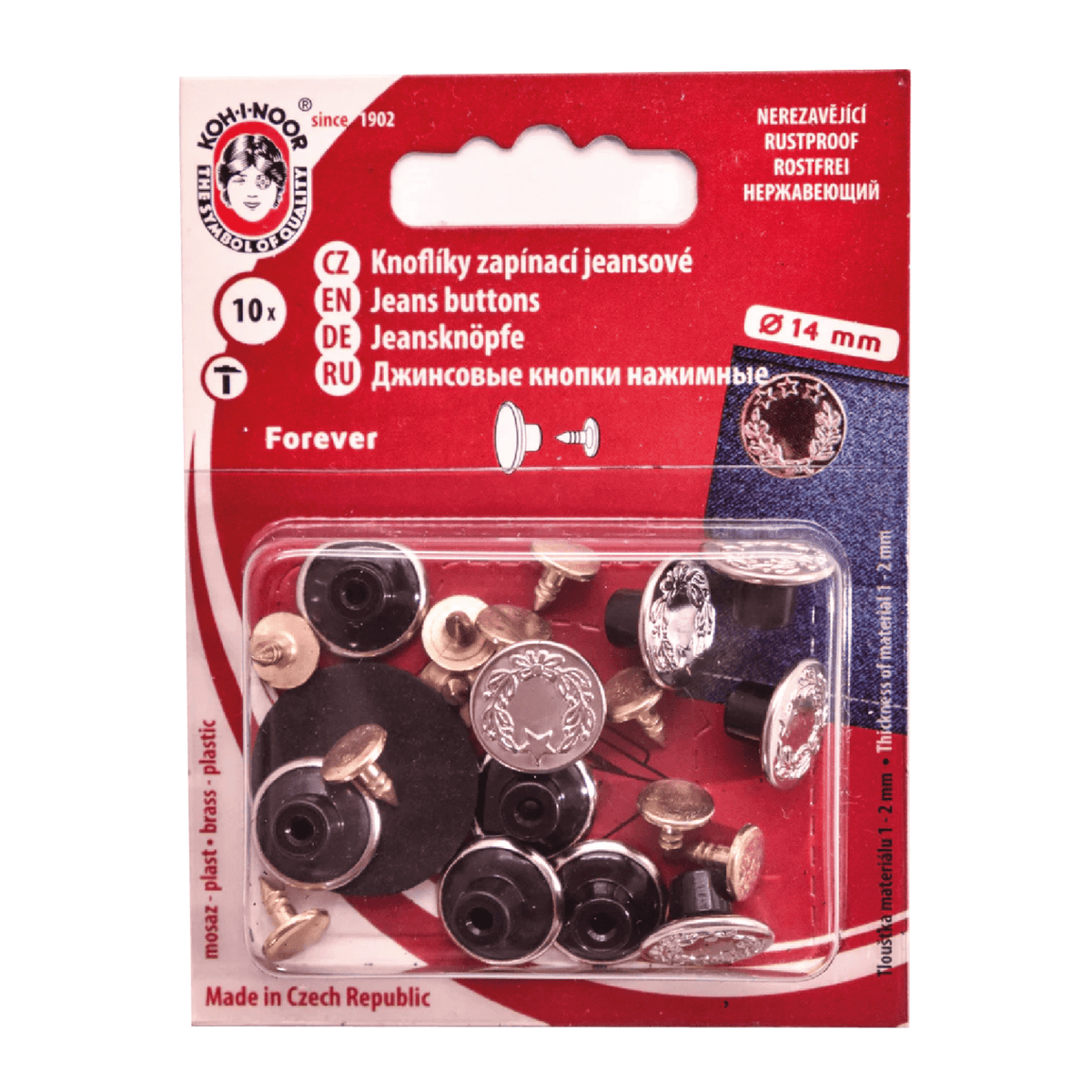 Jeansknappar 14 mm Nickel Koh-I-Noor - Knappnålen