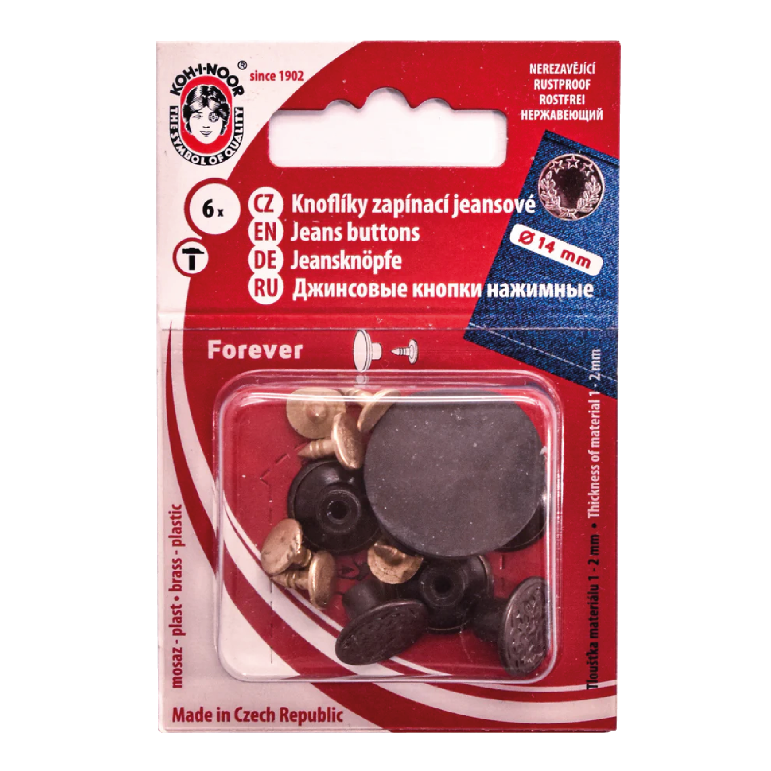 Jeans buttons 14 mm Black nickel Koh-I-Noor