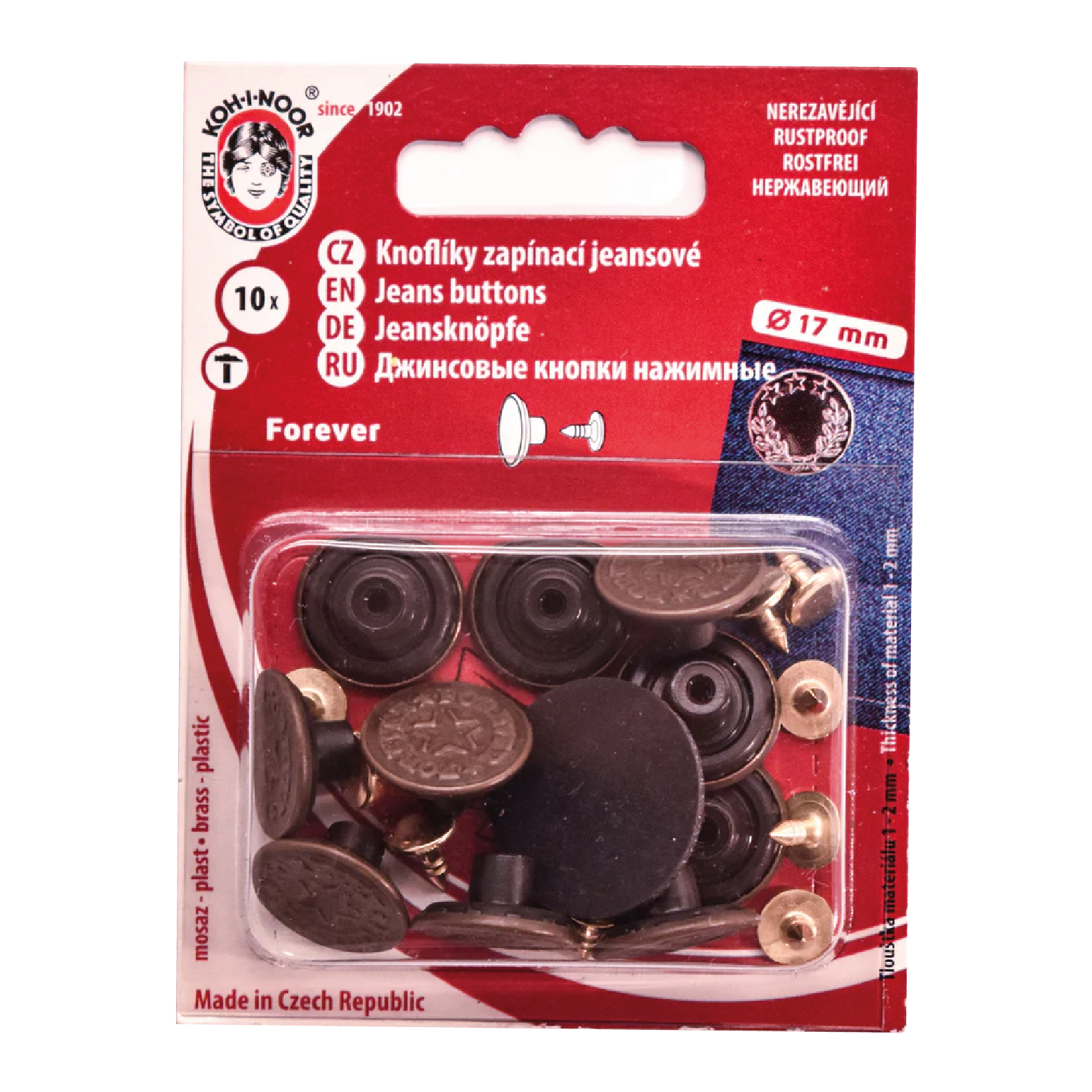 Jeans buttons 17 mm Antique brass Koh-I-Noor