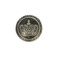 Metal button with embossed crown