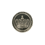 Metal button with embossed crown
